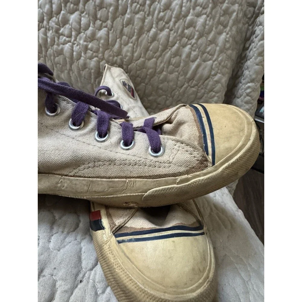 Vintage Pro-Keds High Top Basketball Shoes Off White Distressed 13” Outsole RARE